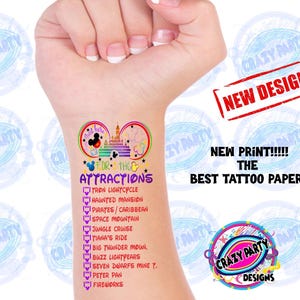 Magic Kingdom Tattoo, Here for the Rides, Attraction Passport, Disney Temporary Tattoo