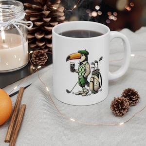 Mug de golf drôle Guinness Toucan, tasse en céramique de la Saint-Patrick, cadeau pour amateur de golf, tasse à café pour amateur de bière, tasse à thé fantaisie