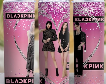 40 Oz Kpop Black&pink Flip Top Laser Engraved Tumbler | Blink