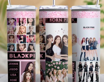 40 Oz Kpop Black&pink Flip Top Laser Engraved Tumbler | Blink
