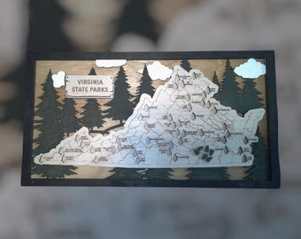 Birchwood Virginia State Parks Map, Personalized Travel Sign