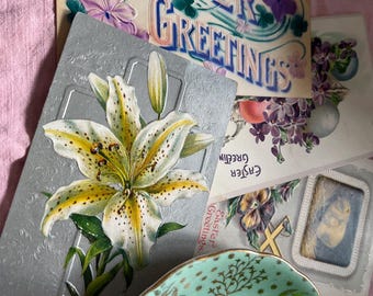 Antique Easter Postcards - Printable Vintage Post Card Set - Digital Download - Edwardian Floral Ephemera - Junk Journal - Scrapbooking