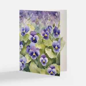 Violet Card Note Card with Violet Seed Packet - Digitized Watecolour front, Vintage Violet poem inside - insert with growing instructions