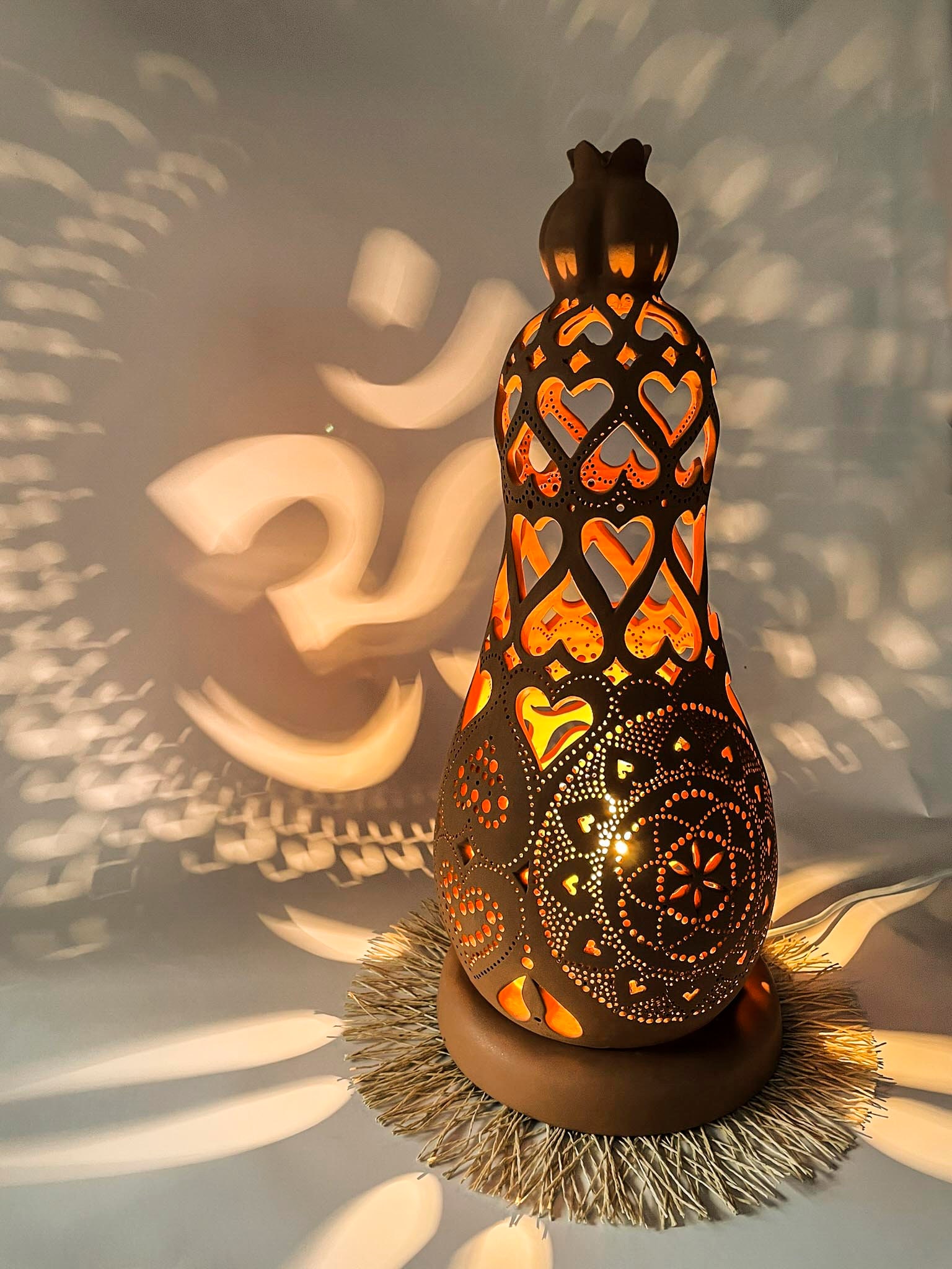 Meditation Handmade Ceramic Light Sculpture-ceramic Lamp With Aum