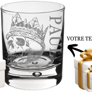 Personalized whiskey glass tête de mort