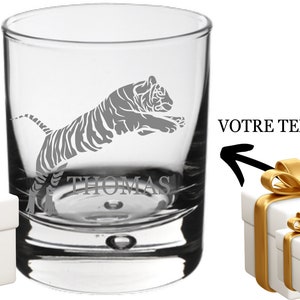 Personalized whiskey glass tigre