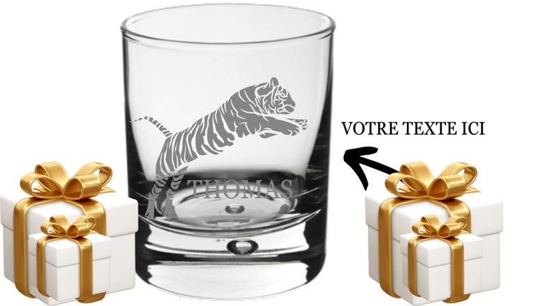 Personalized whiskey glass tigre