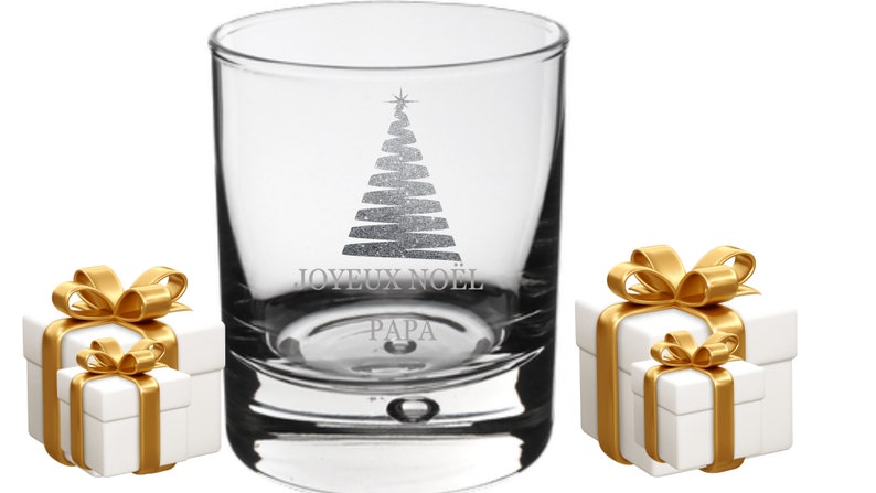 Personalized whiskey glass sapin de noël
