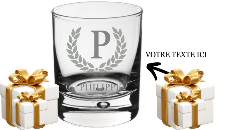 Personalized whiskey glass couronne