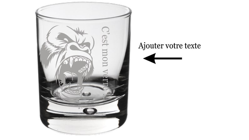 Personalized whiskey glass verre gorille