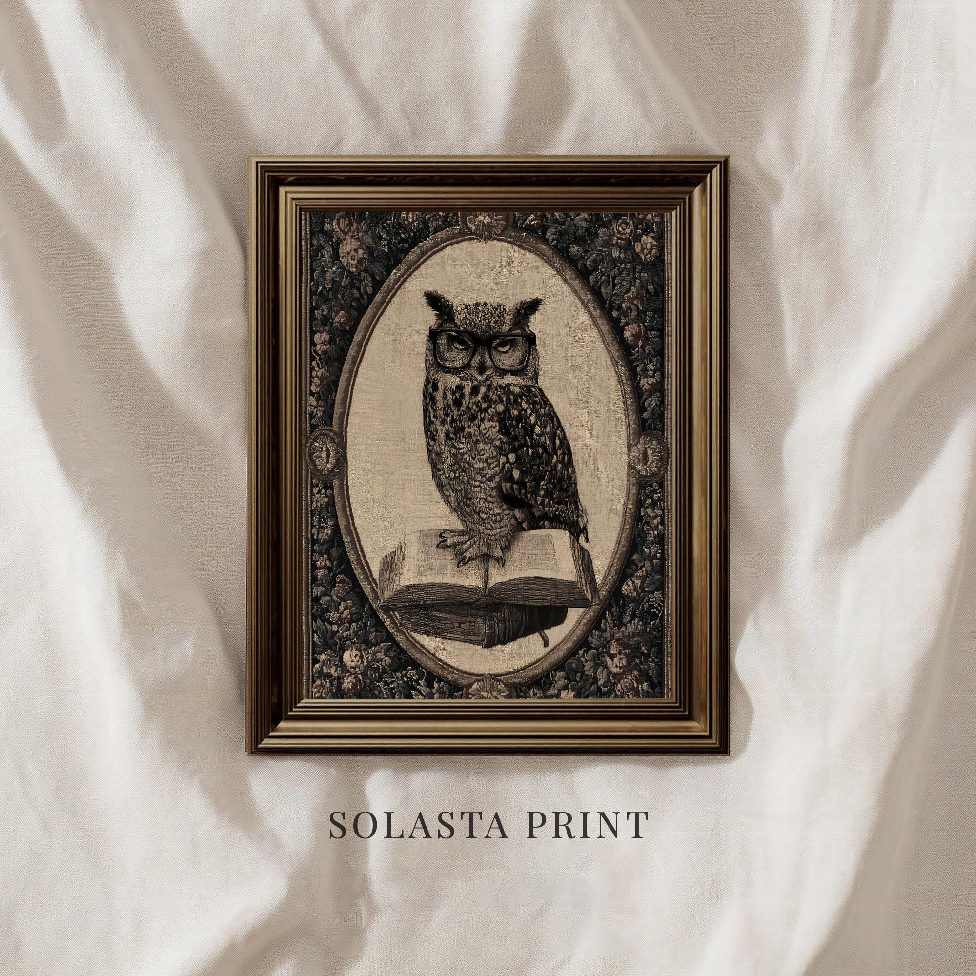Owl With Glasses Halloween Print | Dark Academia Decor(Digital Download)