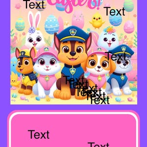 Plantilla de tarjeta de estilo Paw Patrol de 8 x 11 con Feliz Pascua: artículo digital