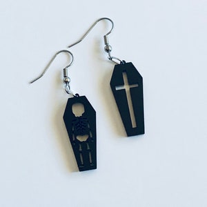 Skeleton and Cross Coffin Mismatched Earrings