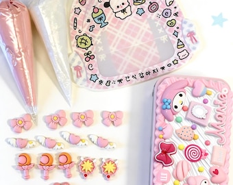 Decoden Pencil Case Craft Kit, DIY Cream Glue Decorating Set, Custom Color Choice