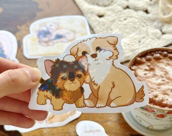 Kawaii Dog Holographic Sticker Set, Cute Animal Planner Stickers, Journal & Scrapbook Decor, Best Friends Sticker Collection