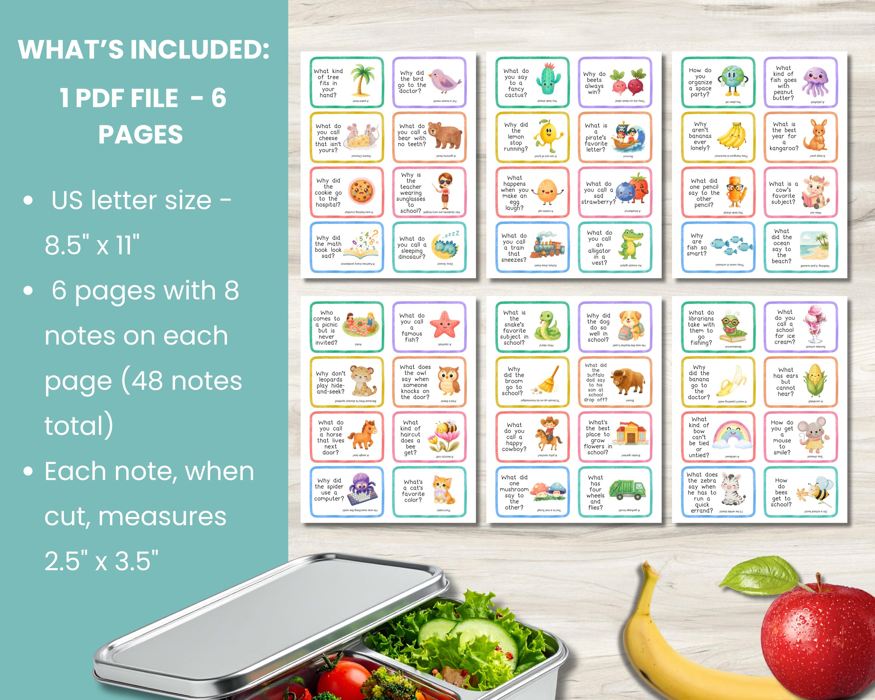 Printable Lunchbox Notes for Kids | 48 Lunch Box Jokes | Funny Joke ...