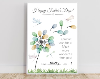 Father’s Day Dandelion Fingerprint Art | Fingerprint Craft for Dad Keepsake | DIY Kid’s Gift | Daycare Craft Printable | Toddler Activity