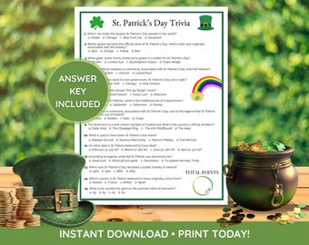 St. Patrick's Day Trivia Game | Fun St. Paddy's Day Irish Quiz | Games for Seniors, Adults and Teens | Classroom Quiz | Office Party