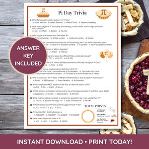 Pi Day Trivia Game | Fun Classroom Pi Day Activity | Math Teacher Learning Classroom Activity | Pi(e) Party for Kids, Adults and Seniors