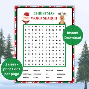 Christmas Word Search | Printable Christmas Game | Fun Christmas Game | Festive Worksheet Activity | Word Search Puzzle for Kids & Adults