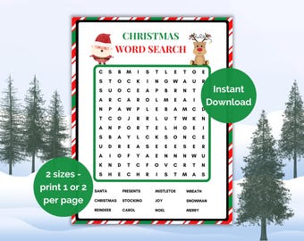 Mots-clés Noël | Jeu de Noël imprimable | Jeu de Noël amusant | Feuille de travail festive | Puzzle de recherche de mots pour enfants et adultes