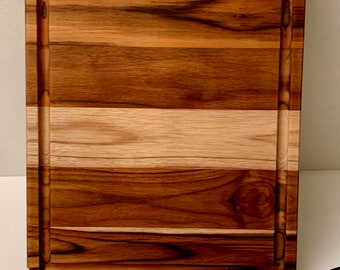 TEAK 12 in x 16 in x 1 in thick cutting board with juice groove. .