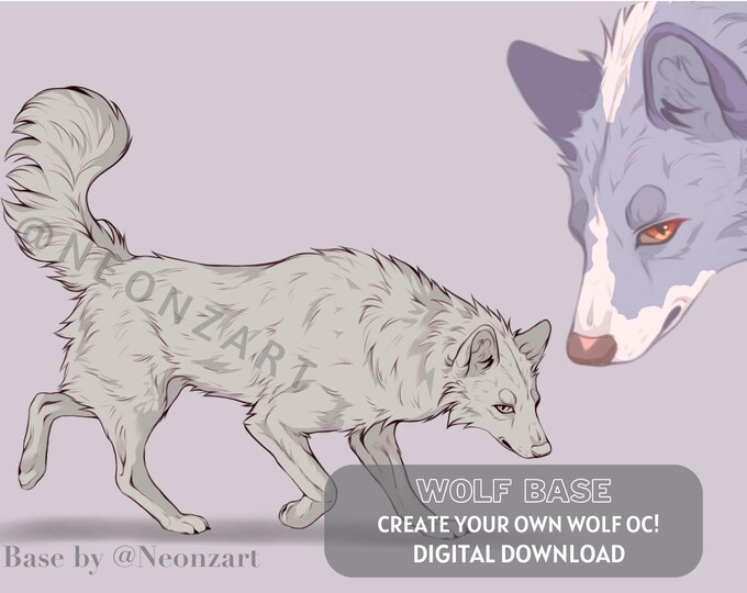 Wolf Reference Sheet Base | Wolf & Canine Lineart | Furry OC Digital ...