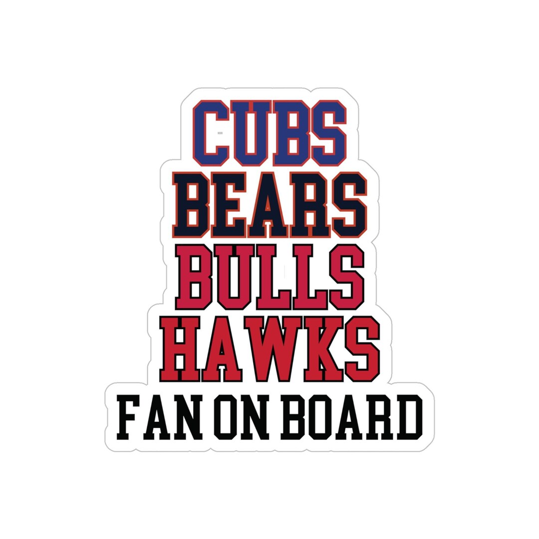 Chicago Sports Combo Sticker Decal – Cubs, Bears, Blackhawks, Bulls Mashup – Vinyl Car Decal