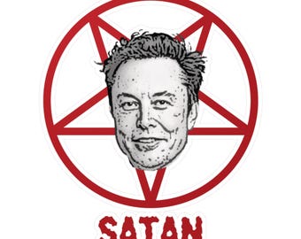 Adesivo de vinil com corte de beijo de Elon Musk é Satanás, adesivo engraçado de Elon Musk, item anti-Elon, disponível em 4 tamanhos, decoração para garrafa de água ou laptop