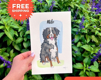 Hand-Painted Watercolor Pet Portrait: Custom Dog Memorial Art