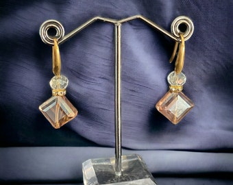 Pale pink stunning glass earrings on 18K gold plated hypoallergenic hooks