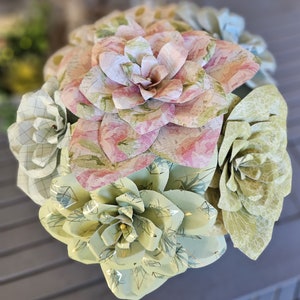 Paper Flower Bouquet - Handmade 6 Stem Arrangement for Home Decor, Gifts, Special Occasion