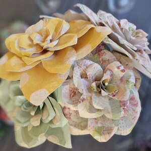 Paper Flower Bouquet - Handmade 6 Stem Arrangement for Home Decor, Gifts, Special Occasion