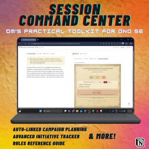 5e DM Notion Template | Session Command Center | Interactive Dungeon Master Toolkit | Digital Download