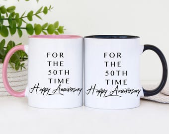 50th Anniversary Mug, 50 Years Wedding Gift for Mom Dad Husband Wife Couple