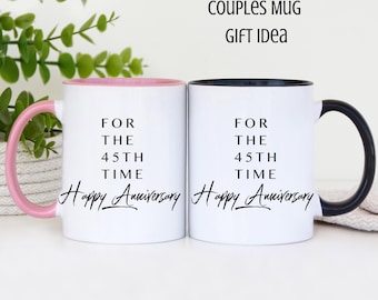 Tazza per il 45° anniversario, regalo per il 45° anniversario, decorazione per anniversario di matrimonio, regalo per coppia, per lui, per lei, per uomo, buon 45°, 45 anni