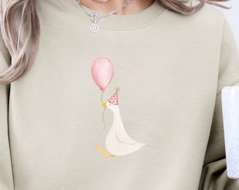 Silly Goose Sweatshirt, Birthday Goose Sweatshirt, Water Color Birthday Goose, Cute Birthday Gift, Aesthetic Crewneck, Gift for Her
