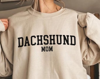 Bluza z nadrukiem Dachshund Mom, Koszulka z nadrukiem Dachshund Mom, Bluza z okrągłym dekoltem Dachshund, Miłośnik psów, Prezent dla miłośnika psów, Prezent dla jamnika, Bluza z nadrukiem Dog Mom