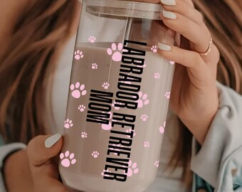 ラブラドールレトリバーママのガラスタンブラー、ラブラドールレトリバーのタンブラーギフト、犬のママへのギフトアイデア、犬のママへのギフト、ラブラドール愛好家、犬の記念品