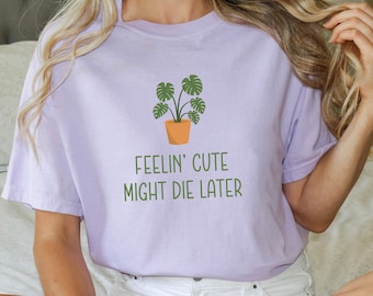 Süßes Pflanzen-Comfort-Farben-Shirt, lustiges Pflanzen-Shirt, Pflanzenliebhaber-Shirt, Pflanzen-Mutter-Geschenk, Geschenk für Pflanzenliebhaber, Pflanzgefäß-Shirt, Pflanzen-Witz-Shirt