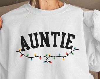 Sweat festif tante, cadeau de Noël pour tante, cadeaux tante, pull de Noël, col rond tante, pull de Noël en famille, cadeau tante