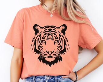 Tiger Comfort Colors Shirt, Oversized Tiger Shirt, Gift for Tiger Lover, Aesthetic Shirt, Wild Animal Shirt, Tiger Gift, Cute Tiger Shirt