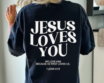 Jezus houdt van je shirt, comfort kleuren tee, religieus shirt, christelijk shirt, geloof shirt, christelijke gift, Jezus houdt van mij shirt, Jezus cadeau