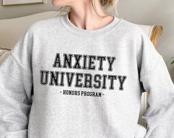 Ångest universitetströja, universitetströja, collegetröja, ångesttröja, ångesttröja, introvert tröja, rolig topp