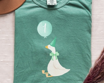 Camisa de cumpleaños de ganso tonto, Camiseta de colores cómodos, Camisa de 1.er cumpleaños, Camisa de ganso tonto, Regalo de cumpleaños para ella, Ganso de cumpleaños estético