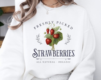 Strawberry Sweatshirt, Strawberry Crewneck, Fresh Strawberries, Organic Strawberries, Strawberry Market Sweatshirt, Strawberry Sweater