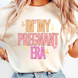 Koszulka In My Pregnant Era, Koszulka ciążowa retro, Prezenty dla nowych mam, Koszulka z brzuszkiem, Ogłoszenie o narodzinach dziecka, Dzień Matki, Nowa mama, Ujawnienie ciąży