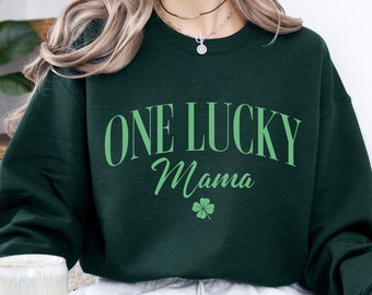 Lucky Mama Sweatshirt, One Lucky Mama Crewneck, St Patricks Day Sweatshirt, Irish Crewneck, Lucky Mom Sweater, Irish Gift for Mom, Mom Shirt