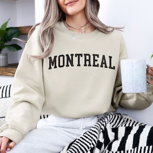 Montreal Sweatshirt, Distressed Montreal Crewneck, Montreal Varsity Sweater, Montreal Gift, Montreal Souvenir, Canada Sweatshirt