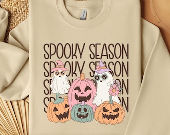 Spooky Season Sweatshirt, Retro Ghost Sweatshirt, Cute Halloween Crewneck, Fall Autumn Sweater, Halloween Graphic Sweatshirt, Spooky Gift